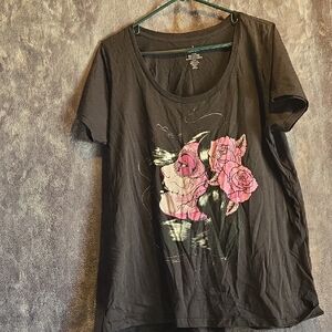 Torrid Black Tee with Pink Graphic